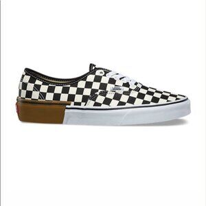 Vans authentic checker block gum sneaker shoes men size 10 white black canvas nw